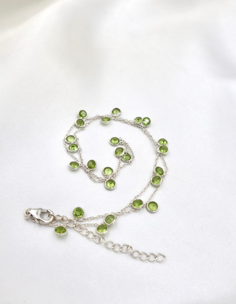 Sterling Silver Faceted Peridot Necklace