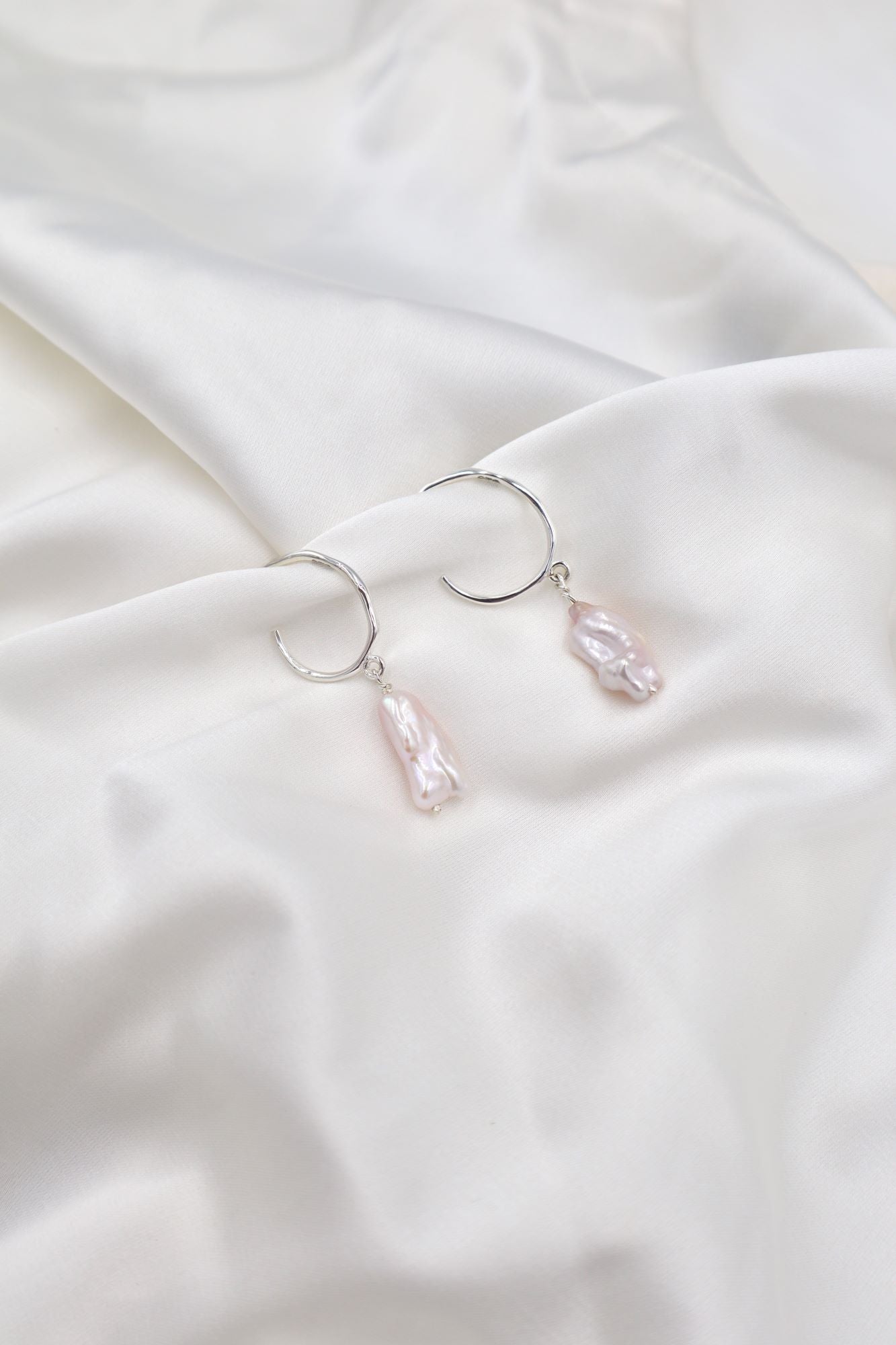 Fresh Water Pearl Sterling Silver Hoops