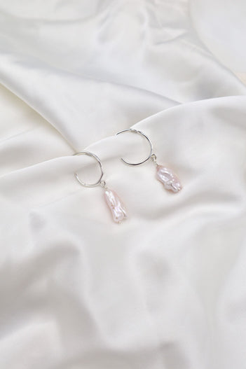 Fresh Water Pearl Sterling Silver Hoops