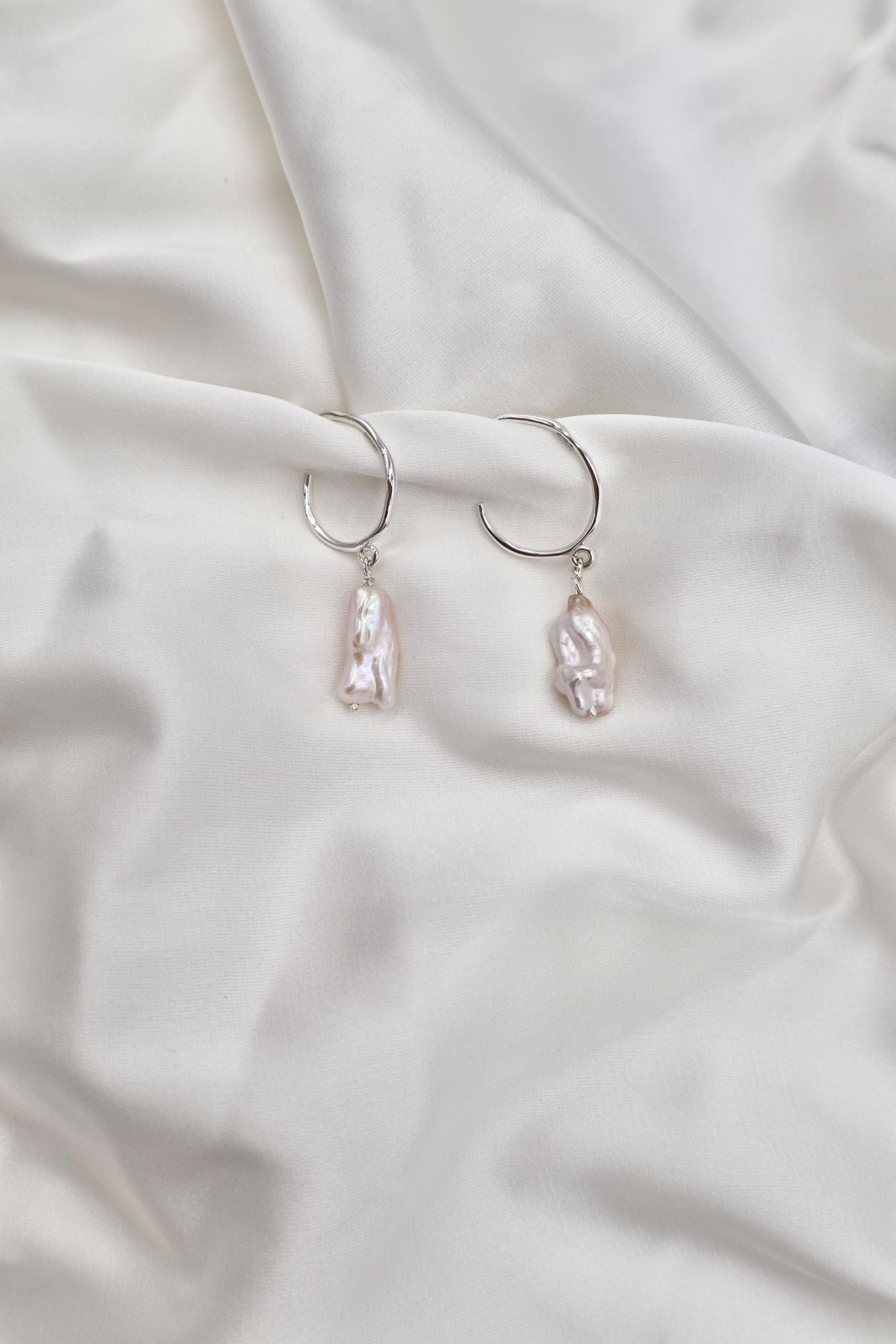 Fresh Water Pearl Sterling Silver Hoops