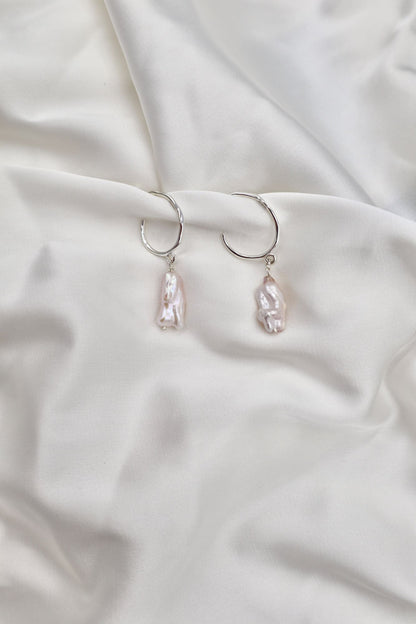 Fresh Water Pearl Sterling Silver Hoops