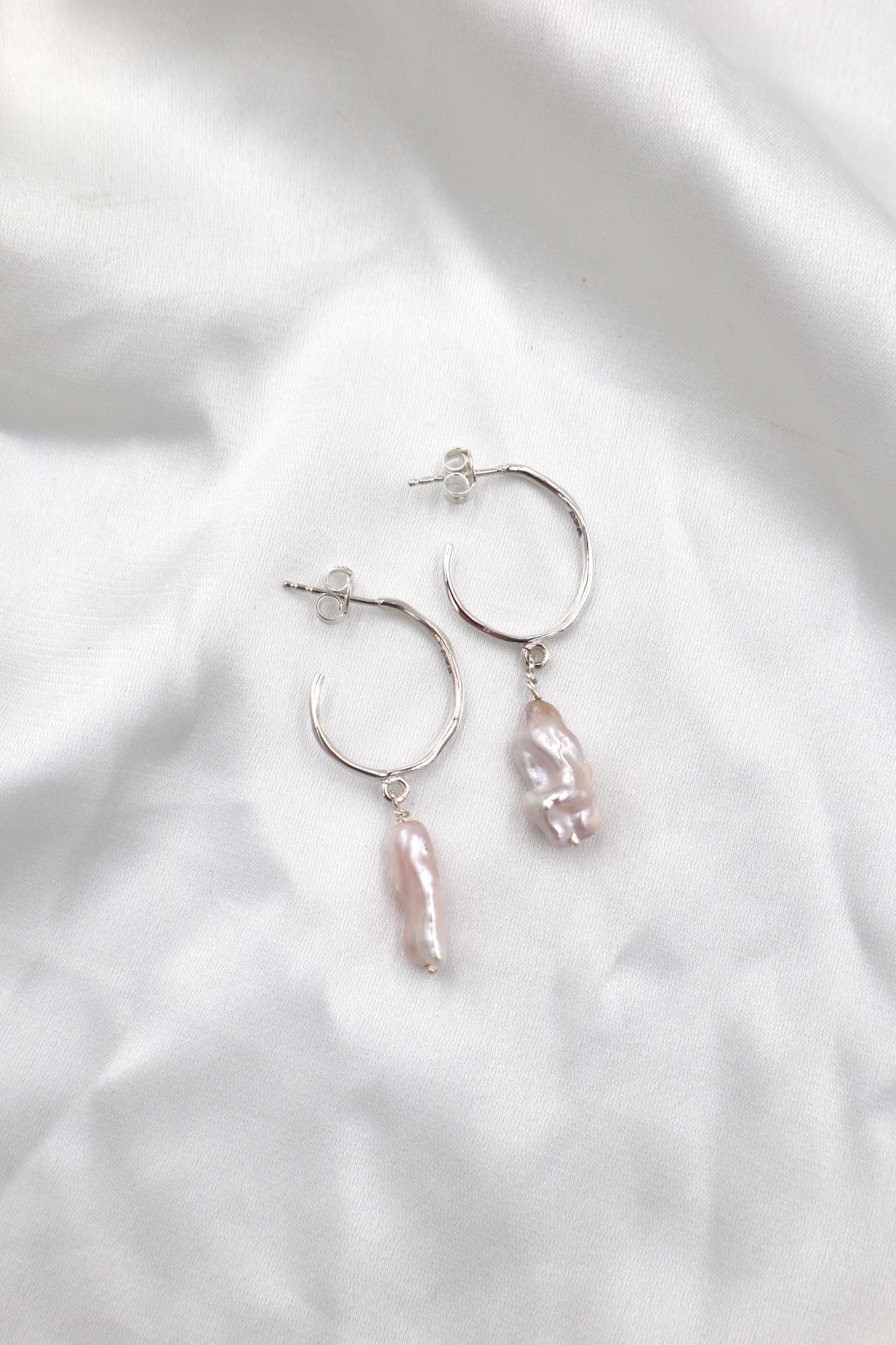 Fresh Water Pearl Sterling Silver Hoops