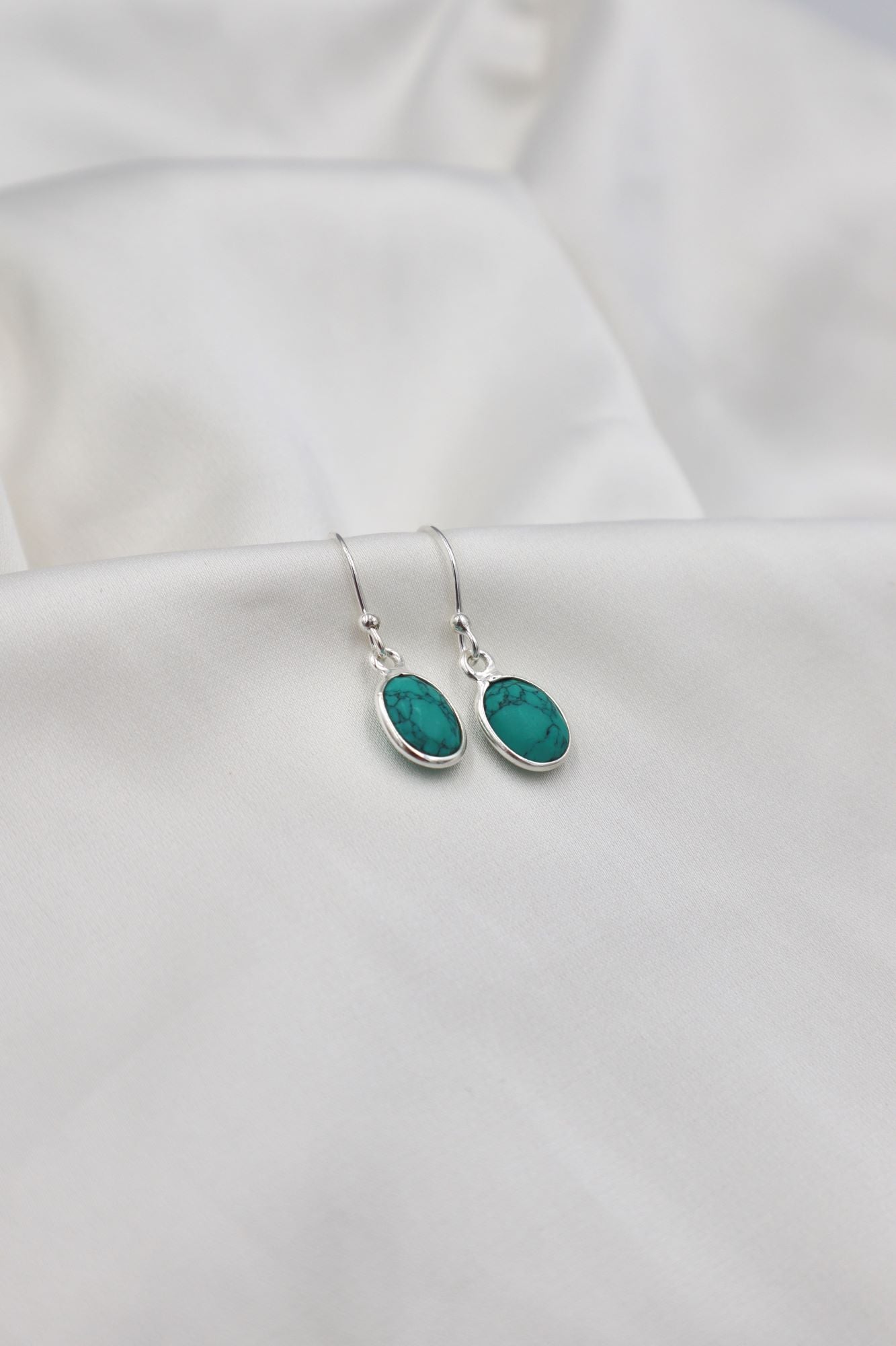 Sterling Silver Light Bezel Turquoise Earrings