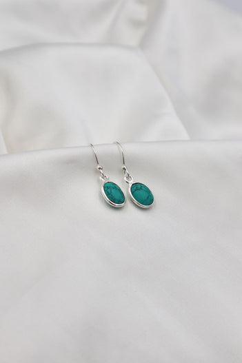 Sterling Silver Light Bezel Turquoise Earrings