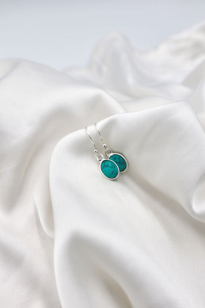 Sterling Silver Light Bezel Turquoise Earrings