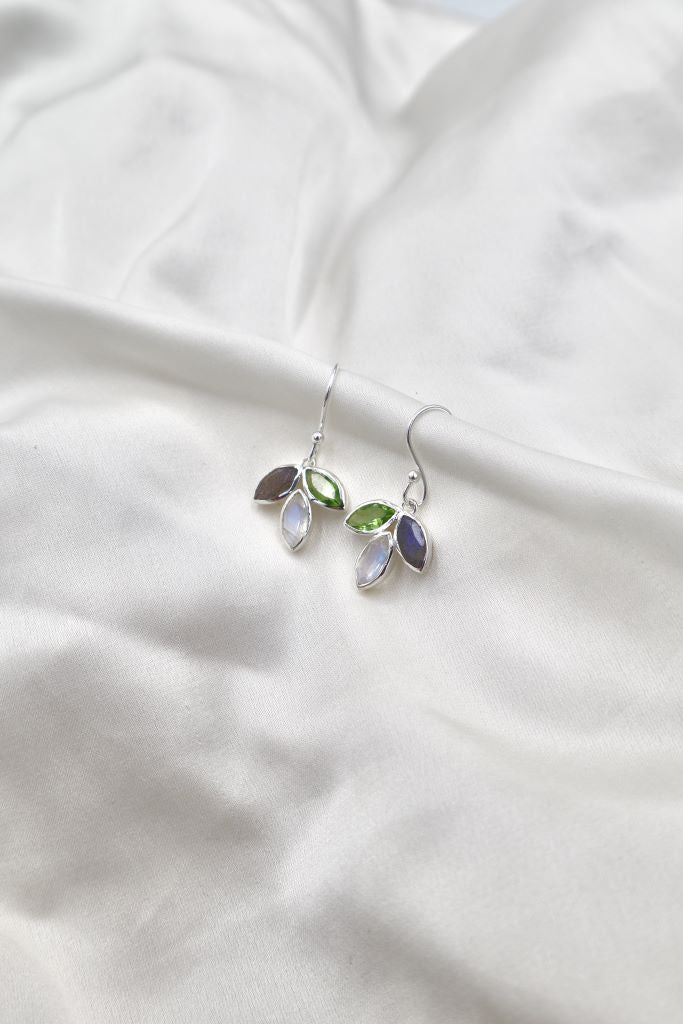 Mabel Sterling Silver Earrings in Peridot / Labradorite / Moonstone