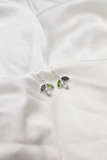 Mabel Sterling Silver Earrings in Peridot / Labradorite / Moonstone