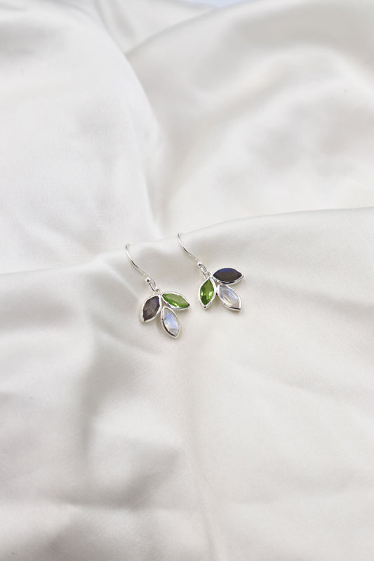 Mabel Sterling Silver Earrings in Peridot / Labradorite / Moonstone