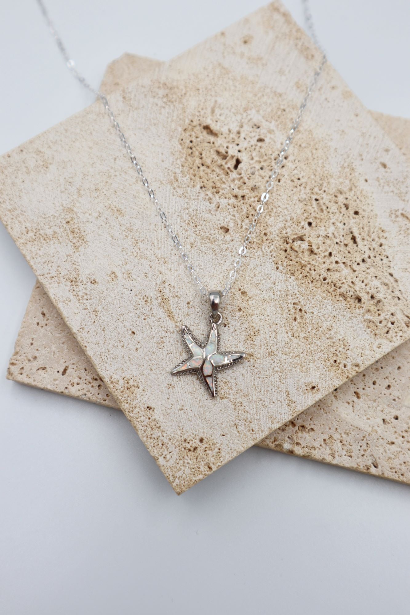 Sterling Silver Opaline Starfish Necklace