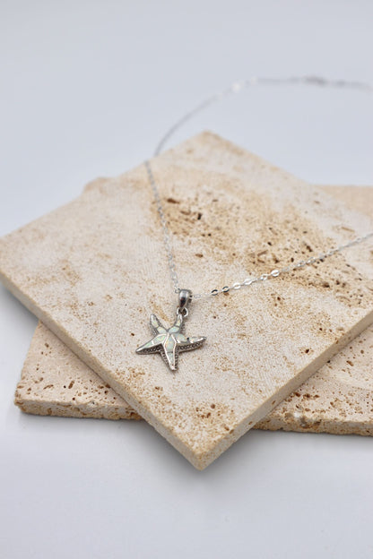 Sterling Silver Opaline Starfish Necklace