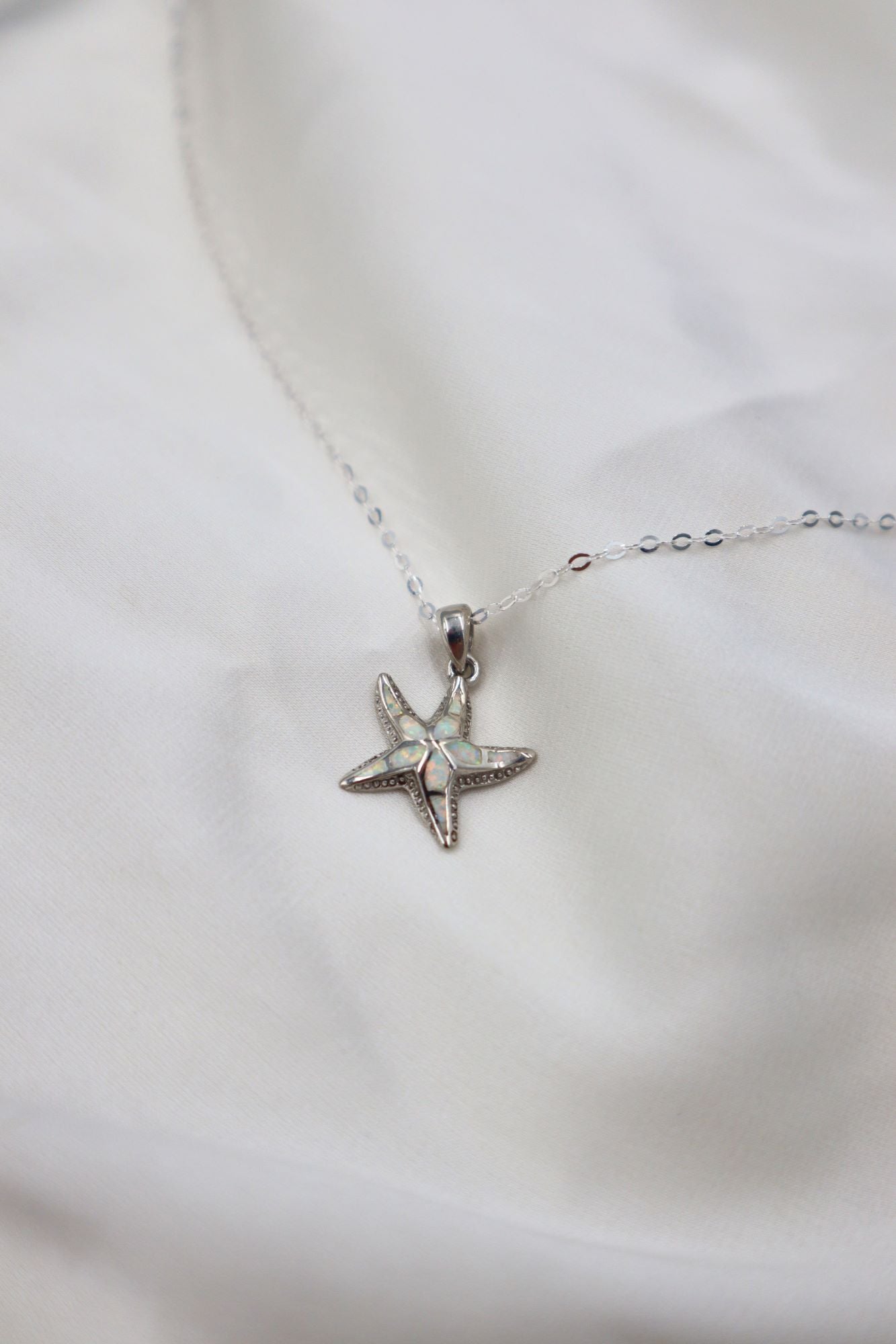 Sterling Silver Opaline Starfish Necklace