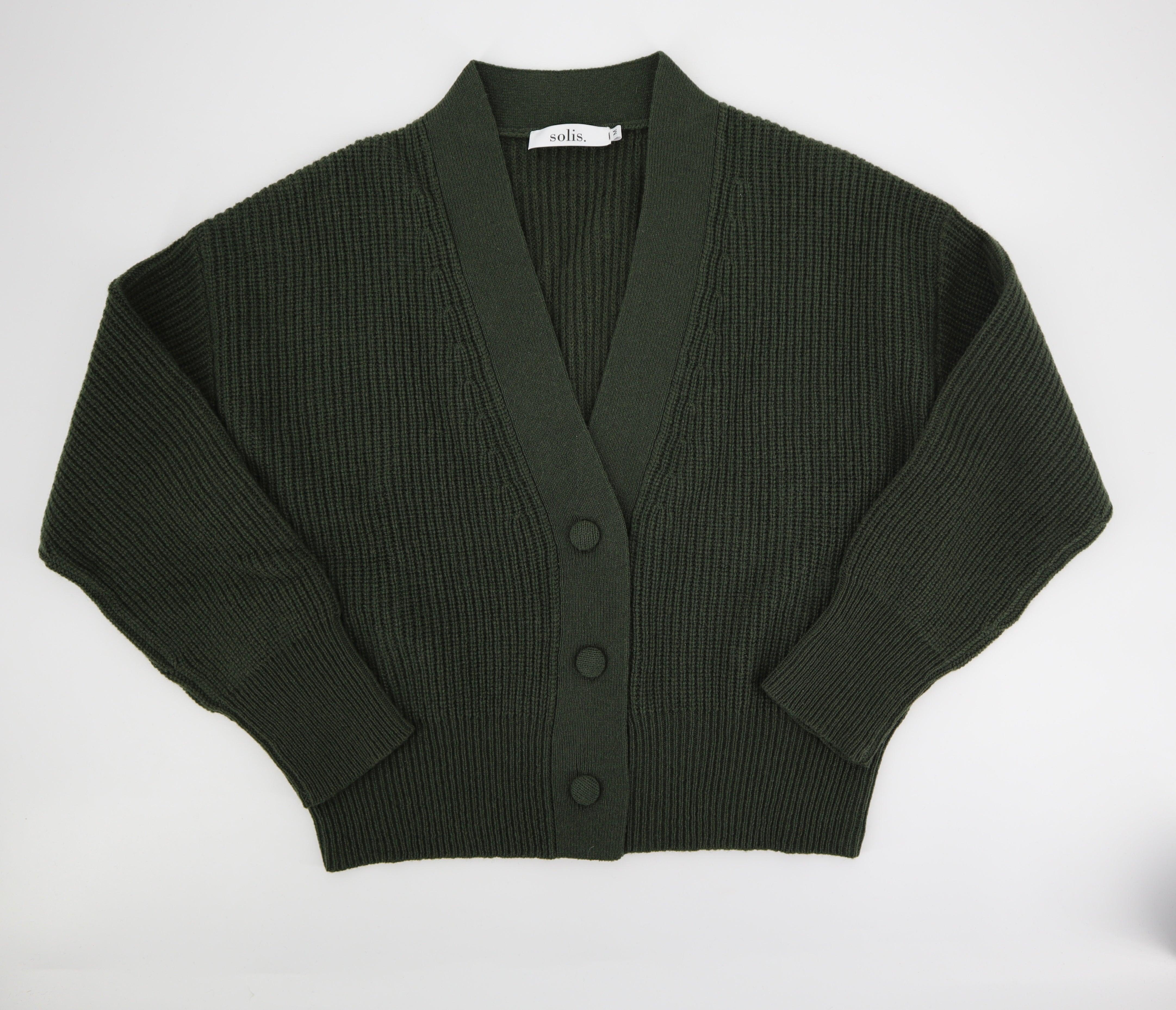 Pure Wool Boxy Cardi in Moss