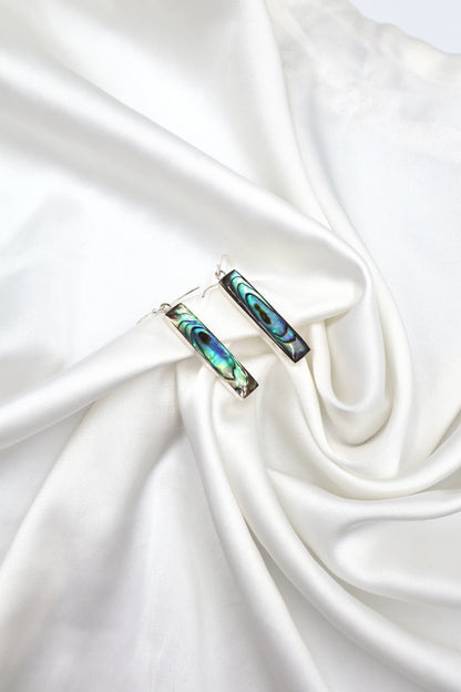 Sterling Silver Abalone Rectangle Hanging Earrings