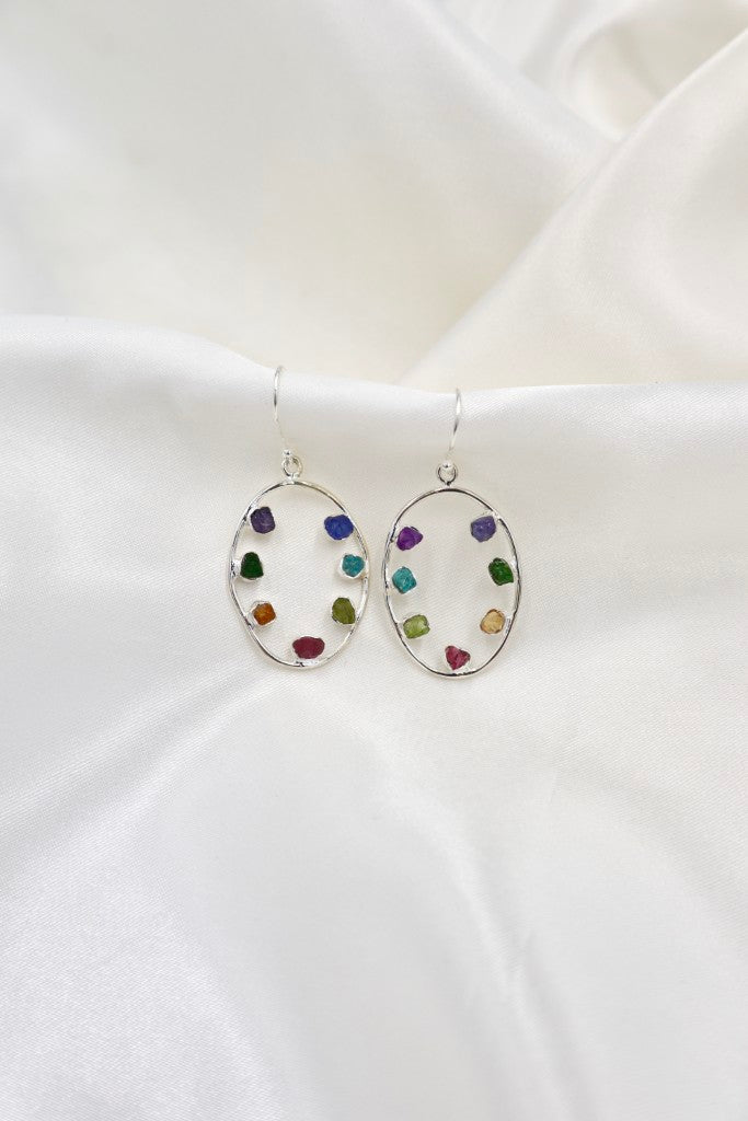 Sterling Silver Rough Chakra Earrings