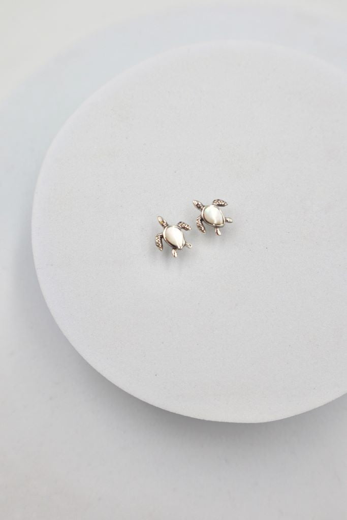 Sterling Silver MOP Turtle Stud Earrings