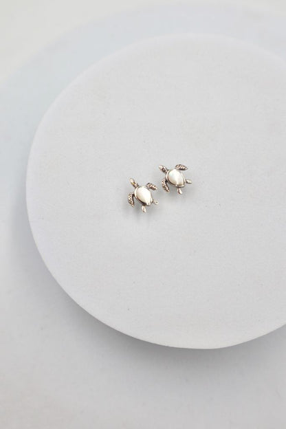 Sterling Silver MOP Turtle Stud Earrings