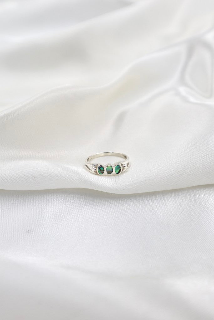Sterling Silver Abalone 3 Dots Ring