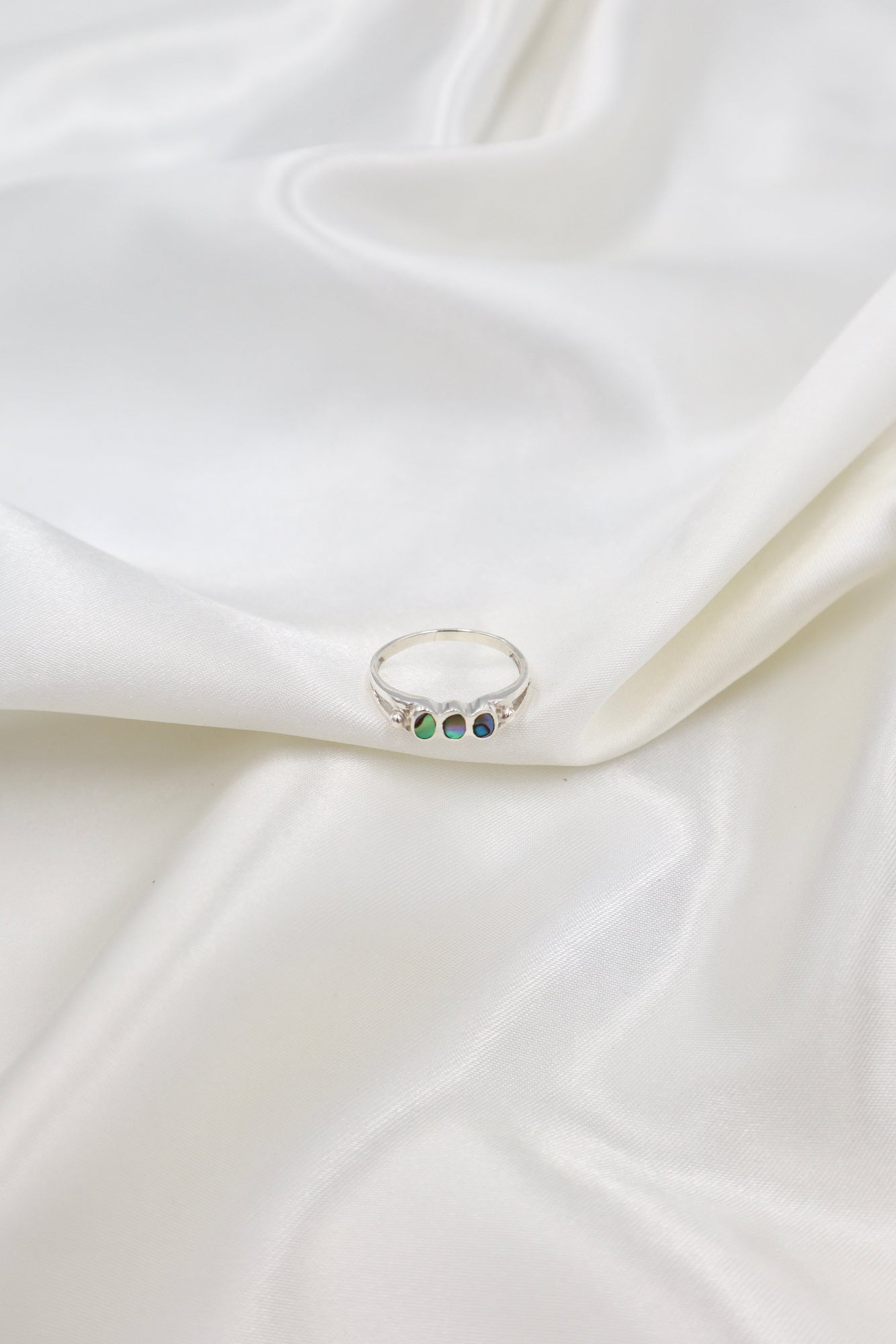 Sterling Silver Abalone 3 Dots Ring