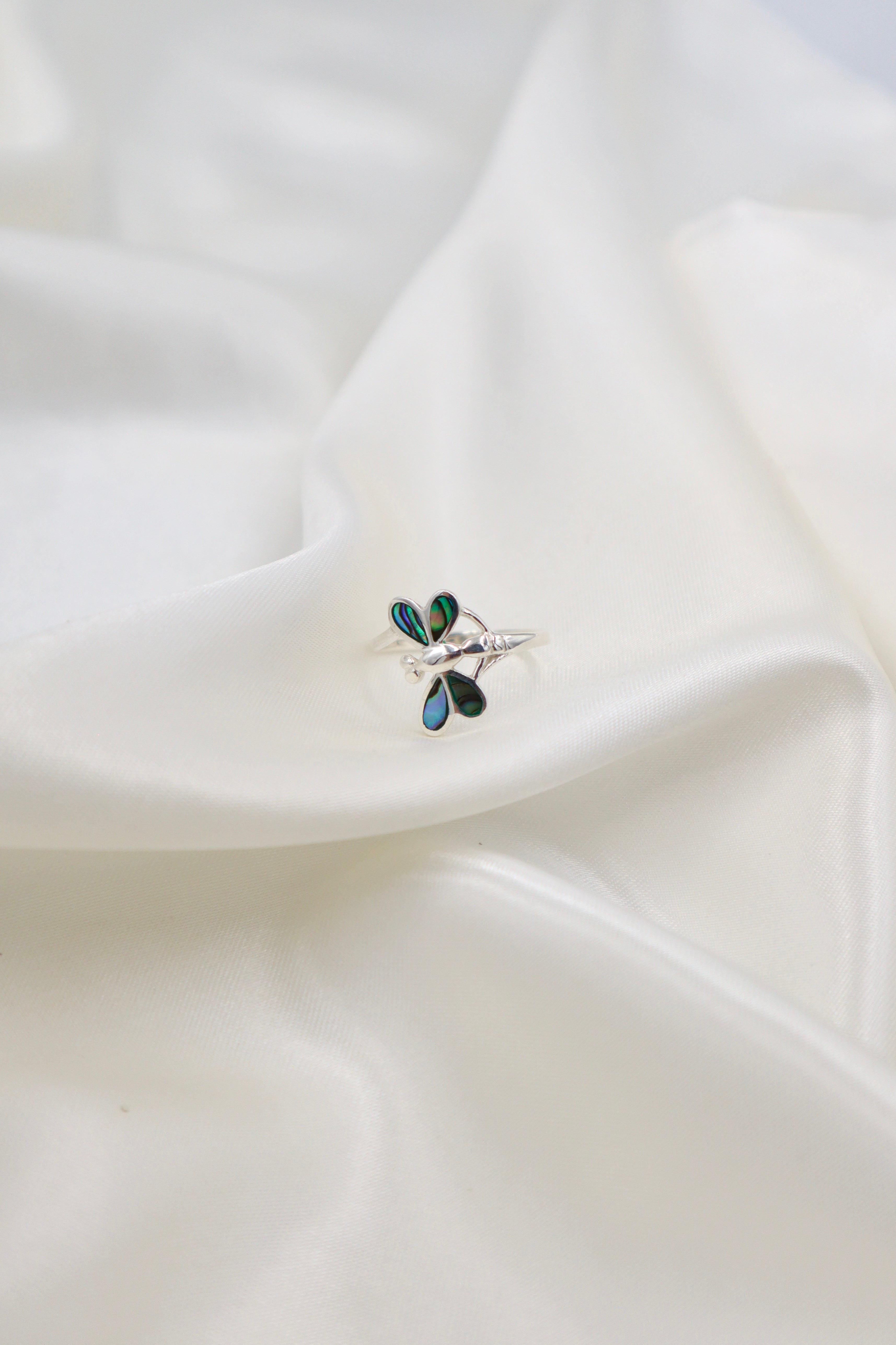 Sterling Silver Abalone Dragonfly Ring