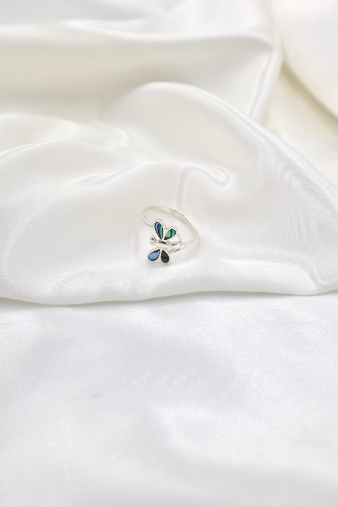 Sterling Silver Abalone Dragonfly Ring