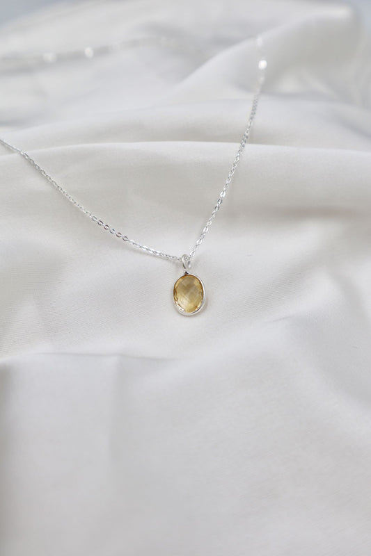 Citrine Pendent on 45cm Fine Belcher Chain