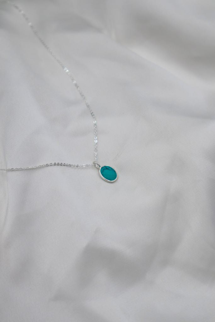 Turquoise Pendent on 45cm Fine Belcher Chain