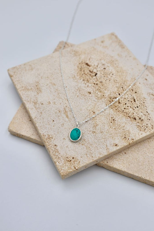 Turquoise Pendent on 45cm Fine Belcher Chain