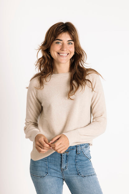 Pure Cashmere Raglan Sleeve Sweater in Dew