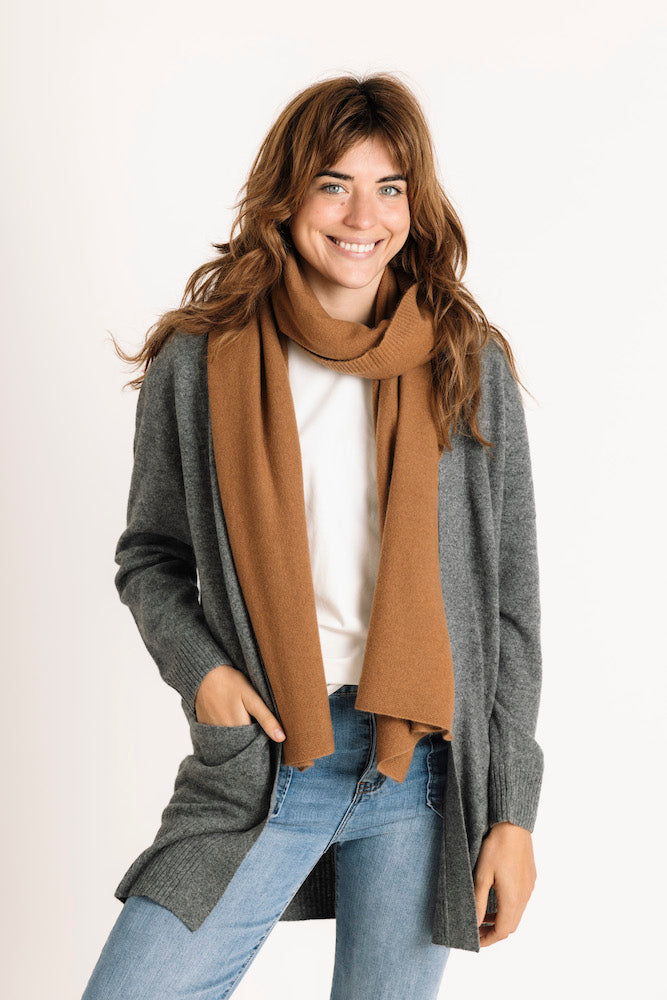 Pure Cashmere Oversized Scarf in Macchiato