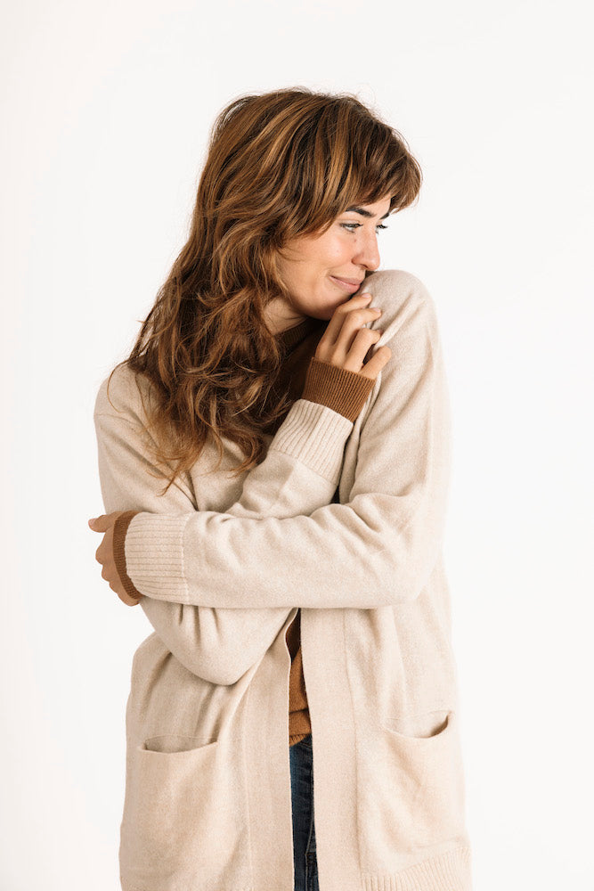 Pure Cashmere Open Front Cardigan in Dew