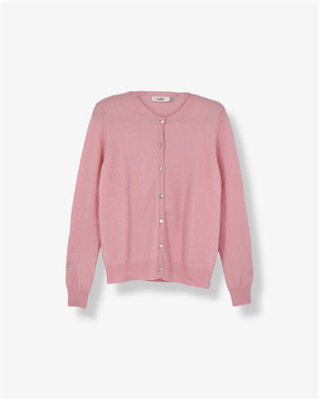 Pure Cashmere Classic Crew Cardigan in Ballet