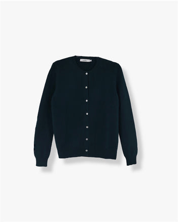 Pure Cashmere Classic Crew Cardigan in Emerald