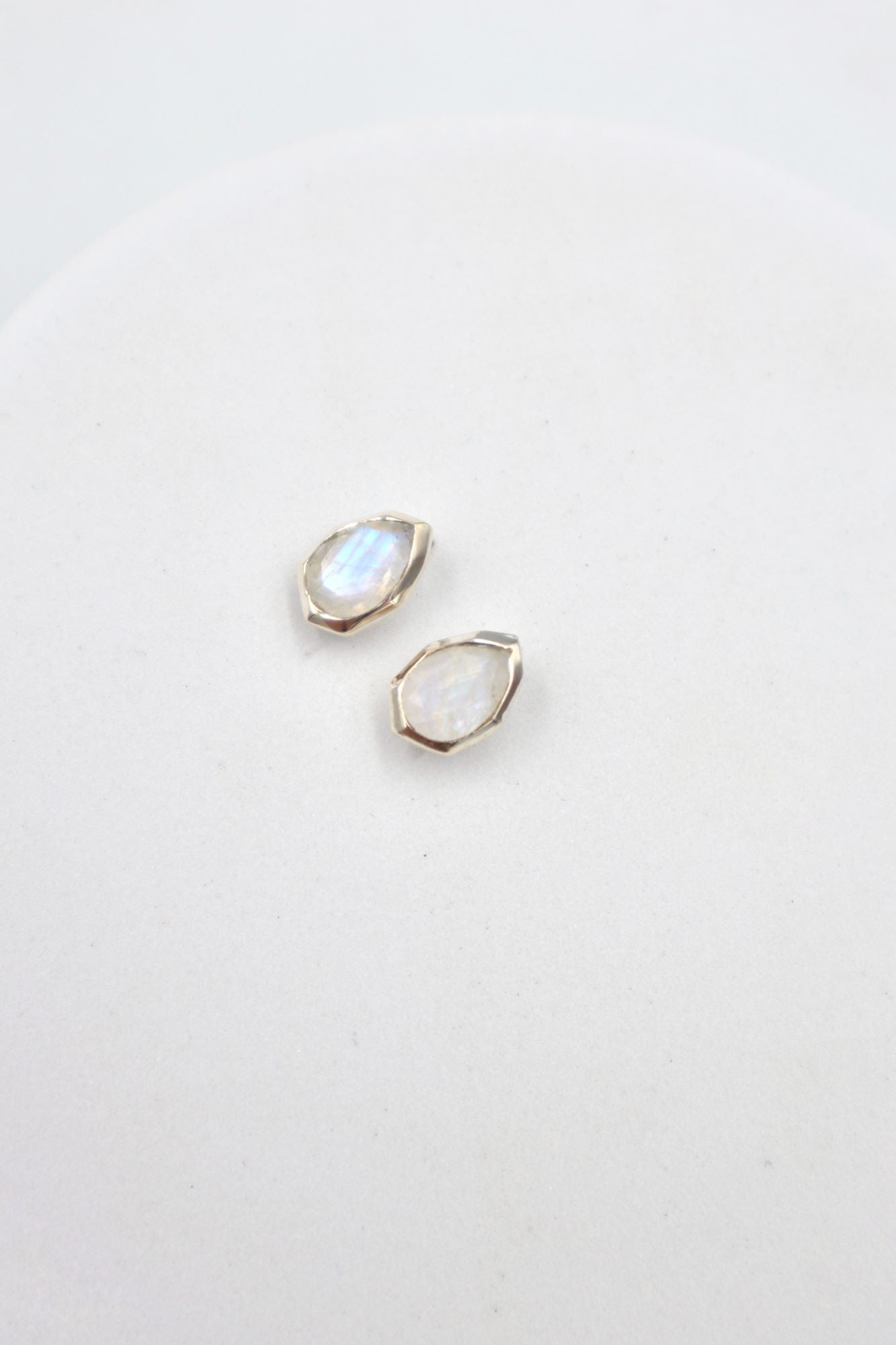 Sterling Silver Faceted Tear Drop Moonstone Studs