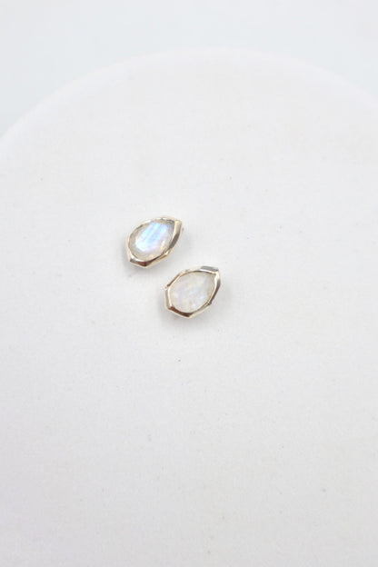 Sterling Silver Faceted Tear Drop Moonstone Studs