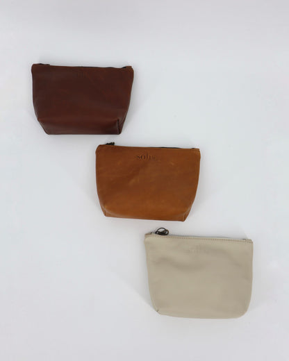 Loice Genuine Leather Makeup Bag in Toffee