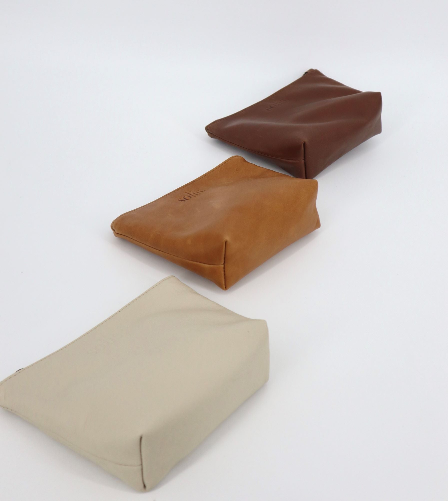 Loice Genuine Leather Makeup Bag in Tobacco
