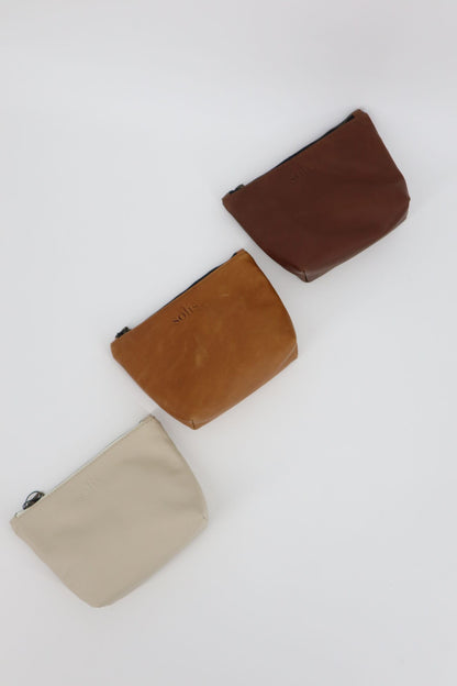 Loice Genuine Leather Makeup Bag in Toffee