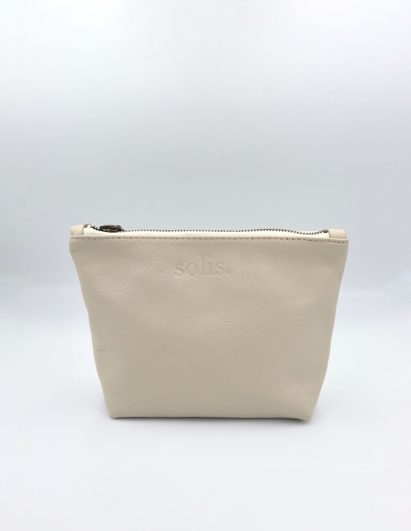 Loice Genuine Leather Makeup Bag in Cream