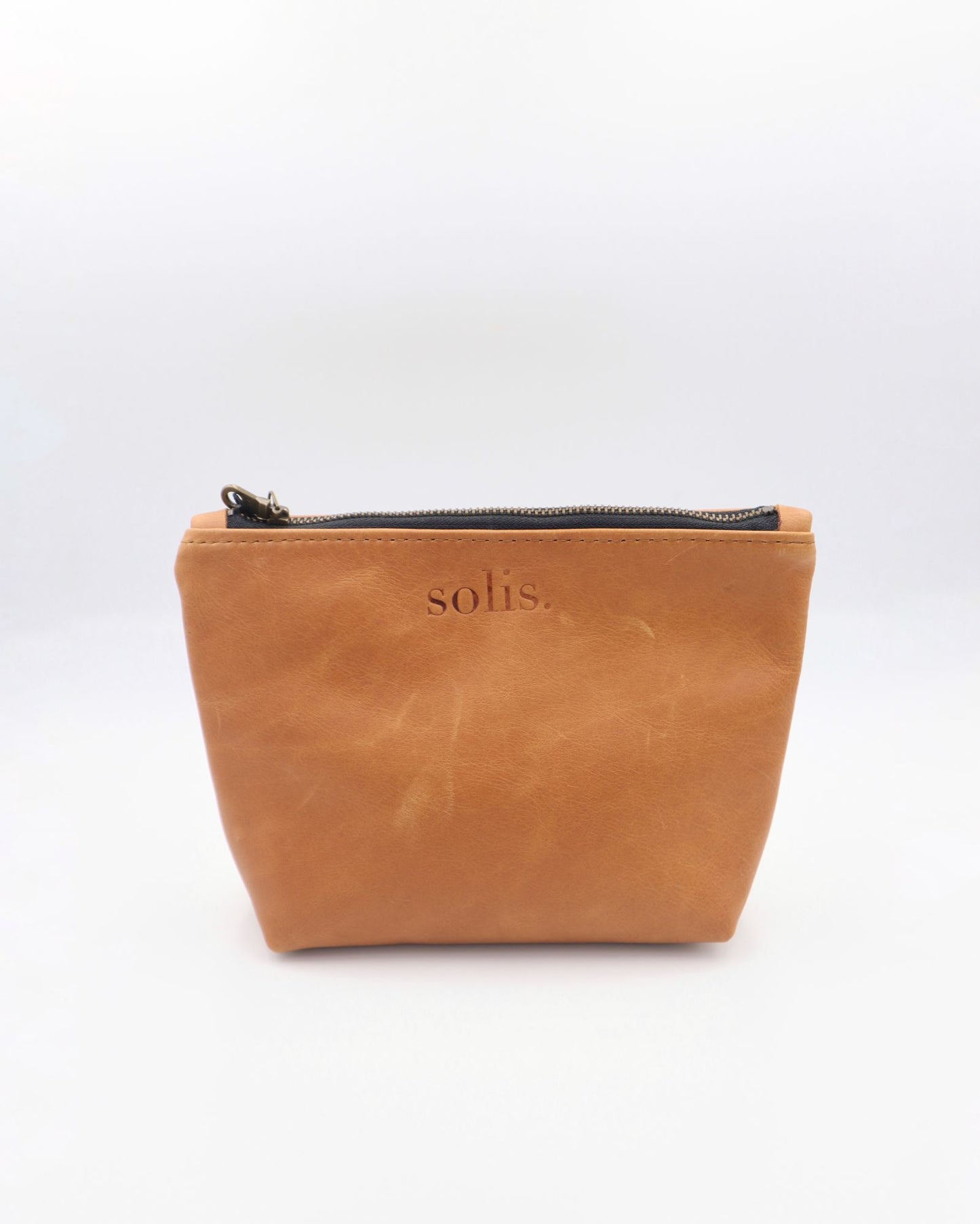 Loice Genuine Leather Makeup Bag in Toffee