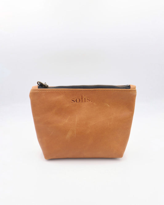 Loice Genuine Leather Makeup Bag in Toffee