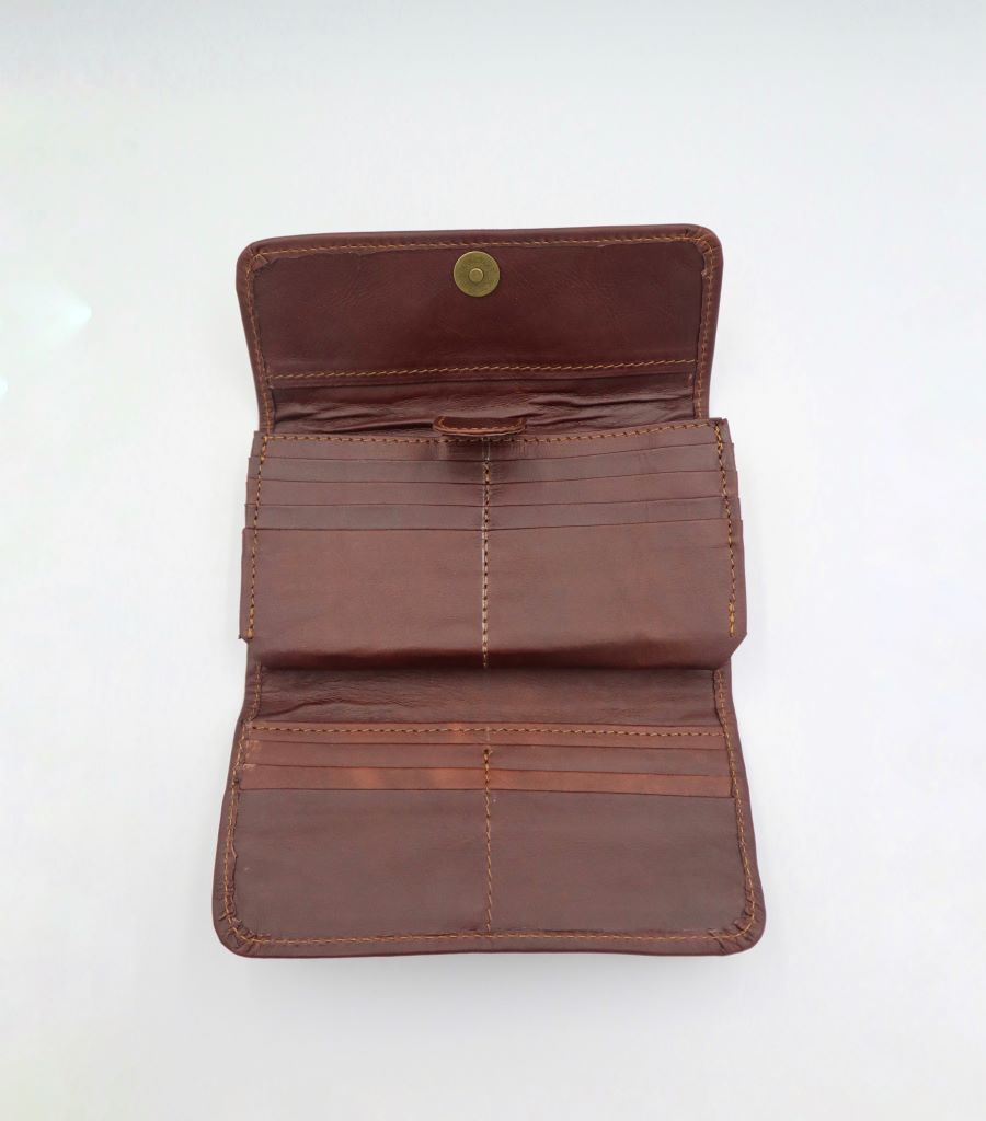 Lynn Genuine Leather Wallet in Rust