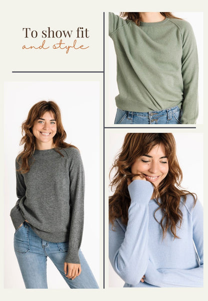 Pure Cashmere Raglan Sleeve Sweater in Ballet