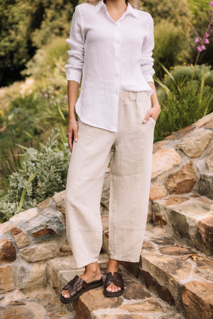 Linen Jogger Pants in Natural