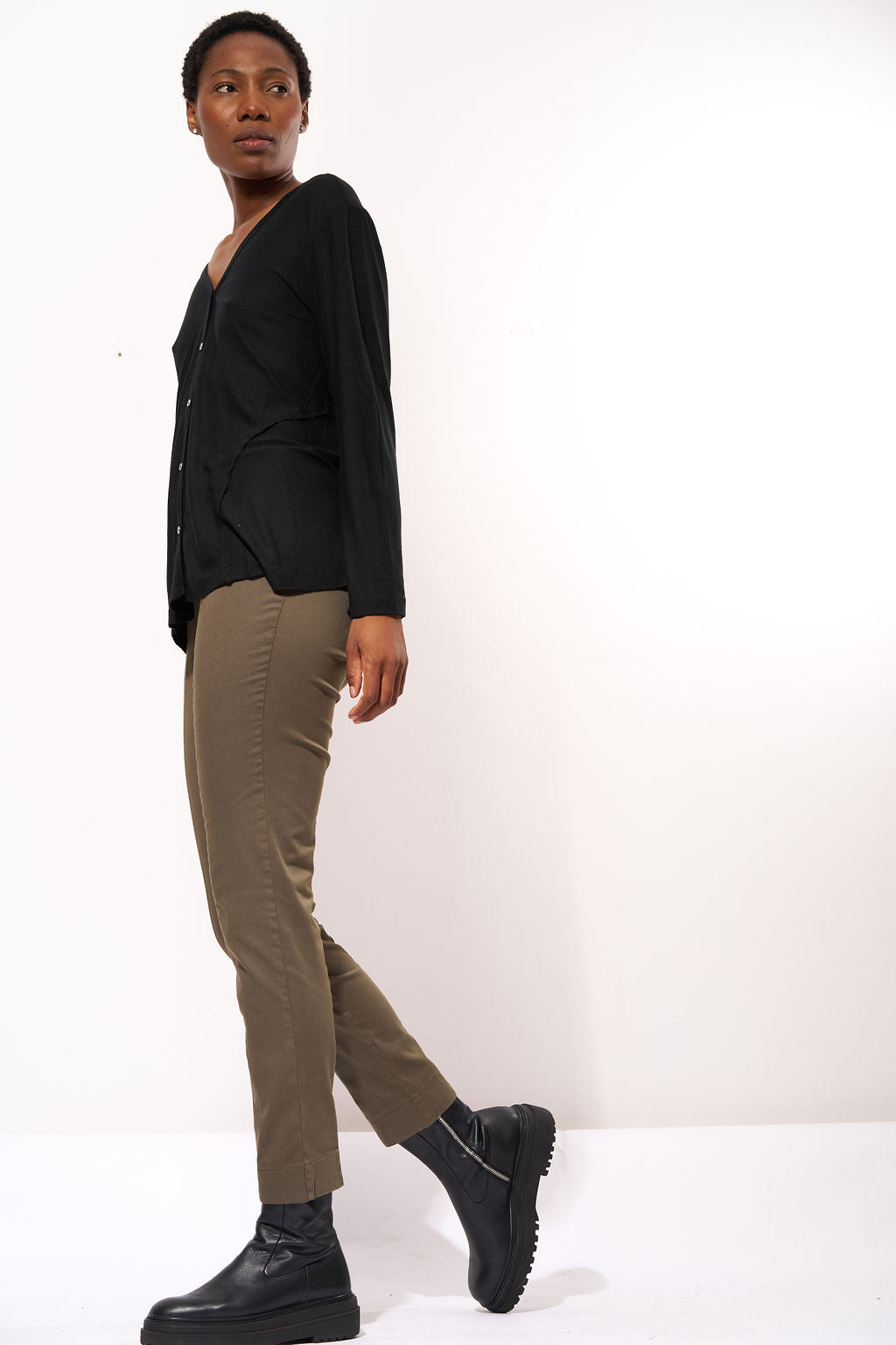 Cotton Twill Slim Leg Pant in Fatigue