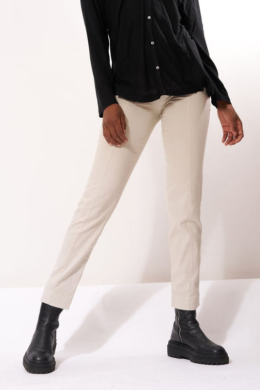 Cotton Twill Slim Leg Pant in Stone