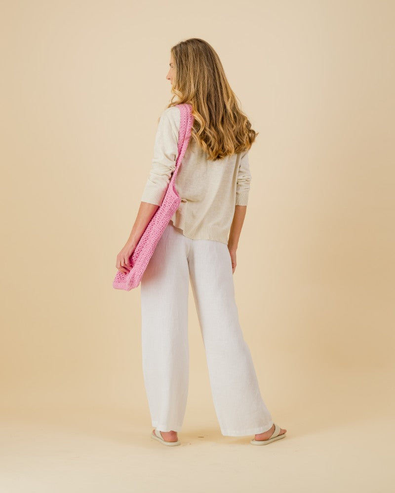 V-Neck Knit Cardi in Natural