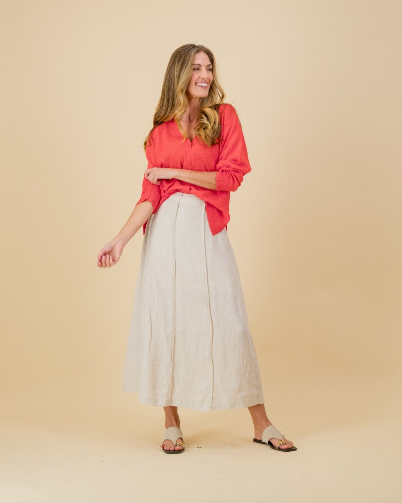 V-Neck Knit Cardi in Raspberry