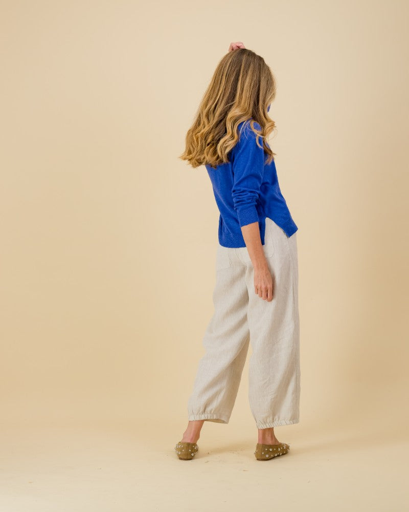 V-Neck Knit Cardi in Sapphire