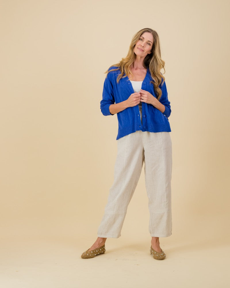 V-Neck Knit Cardi in Sapphire