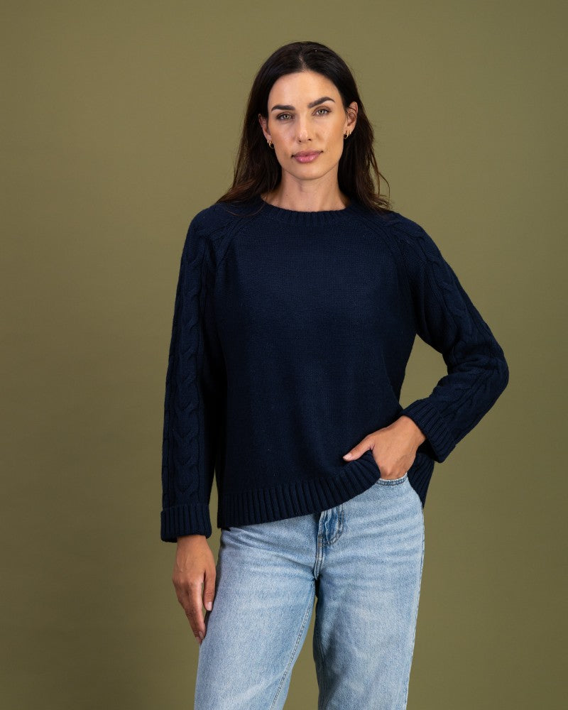 Cable Detail Knit in Navy